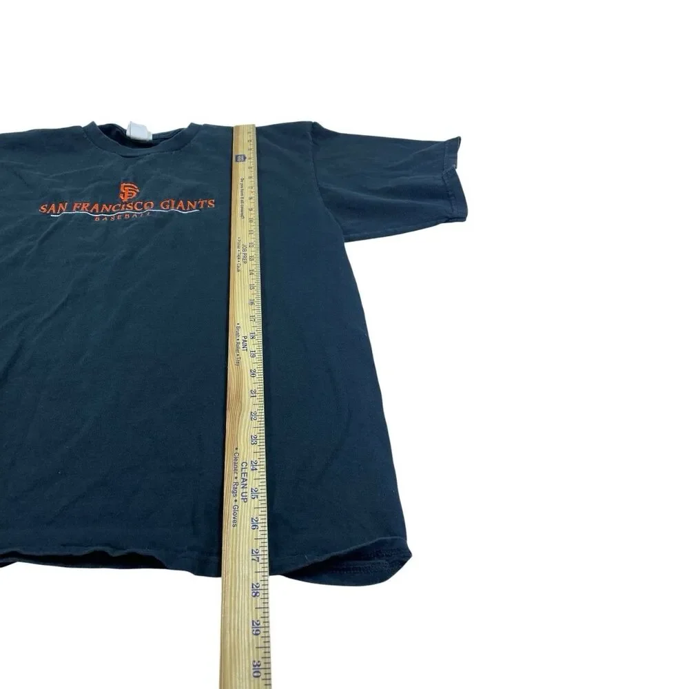 Vintage San Francisco Giants Embroidered Spellout T-Shirt Mens XL Black Baseball